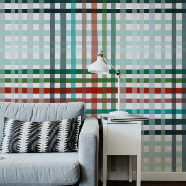 Papel Pintado Navidades coloridos (Colorful Christmas plaid Wallpaper)