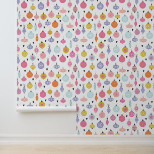 Papel Pintado Navidades coloridos Decoraciones navideñas festiva