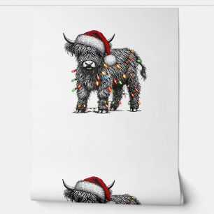 Papel Pintado Navidades Cuidados Encenden Bovino de la Highland