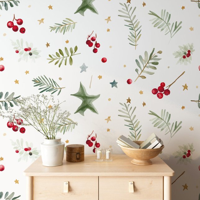 Papel Pintado Navidades De Confetti Of Stars Berries Green Brand (Subido por el creador)