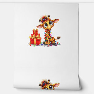 Papel Pintado Navidades de jirafas musicales iluminan jirafa nav