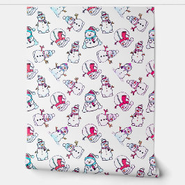 Papel Pintado Navidades De Nieve Rosa Y Turquesa Girona