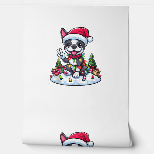 Papel Pintado Navidades de Peace Hand Boston Terrier iluminan a 