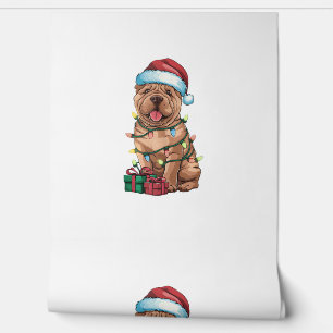Papel Pintado Navidades de perinos de Santa Hat Shar Pei