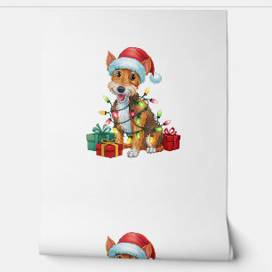 Papel Pintado Navidades de Perro Terrier de Santa Hat Fox