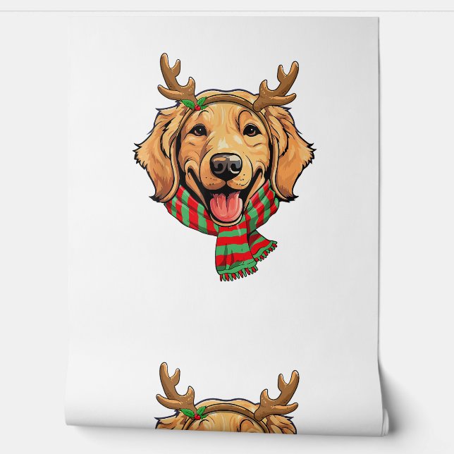 Papel Pintado Navidades de perros de la colección Golden Retriev (Desenrollar)