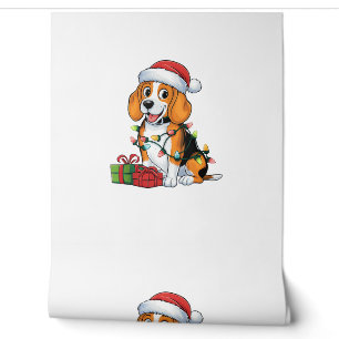 Papel Pintado Navidades de Perros de Santa Hat Beagle