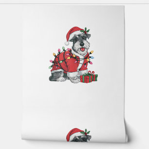 Papel Pintado Navidades de perros de Santa Schnauzer Lighting