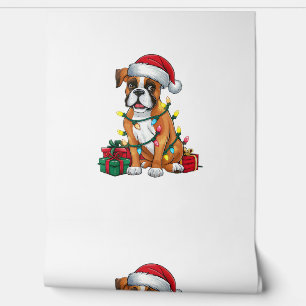 Papel Pintado Navidades de perros del Boxer de Santa Hat Lughing