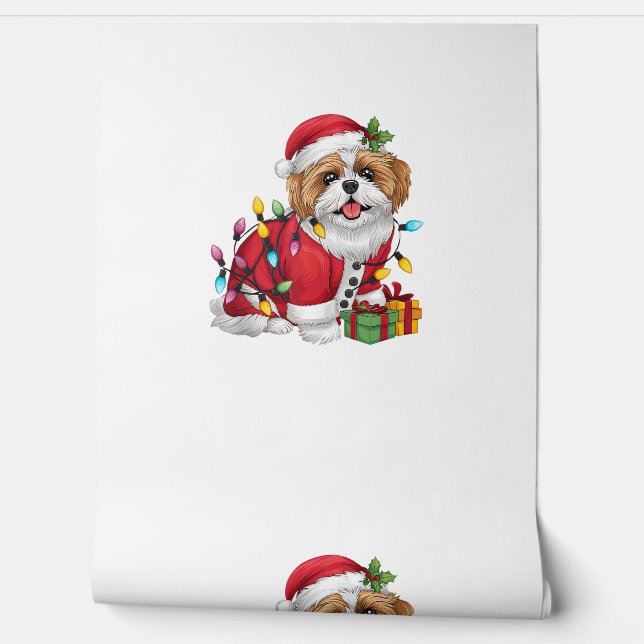 Papel Pintado Navidades de perros Santa Shih Tzu (Desenrollar)