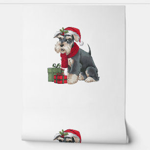 Papel Pintado Navidades de perros Schnauzer vacacionales Santa G