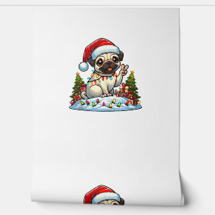 Papel Pintado Navidades de Pug, mano de paz divertida, iluminan 