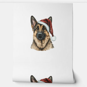 Papel Pintado Navidades del Pastor Alemán Santa Claus Dog