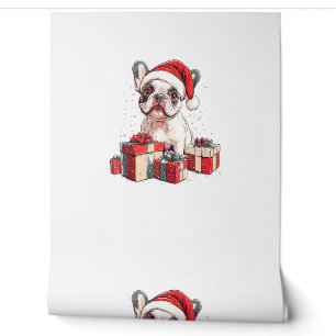 Papel Pintado Navidades divertidos de Santa Hat Frenchie