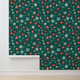 Papel Pintado Navidades festivos con copos de nieve