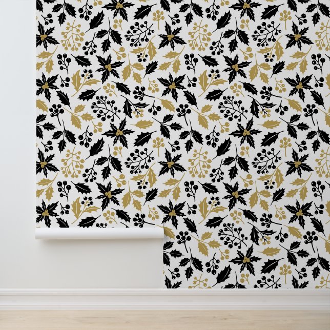 Papel Pintado Navidades festivos con flores de azulejo (Solicitud)