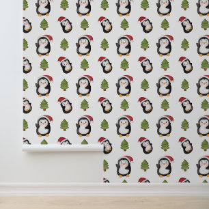 Papel Pintado Navidades festivos con pingüinos de tejas