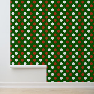 Papel Pintado Navidades festivos con puntos rojos de polka verde