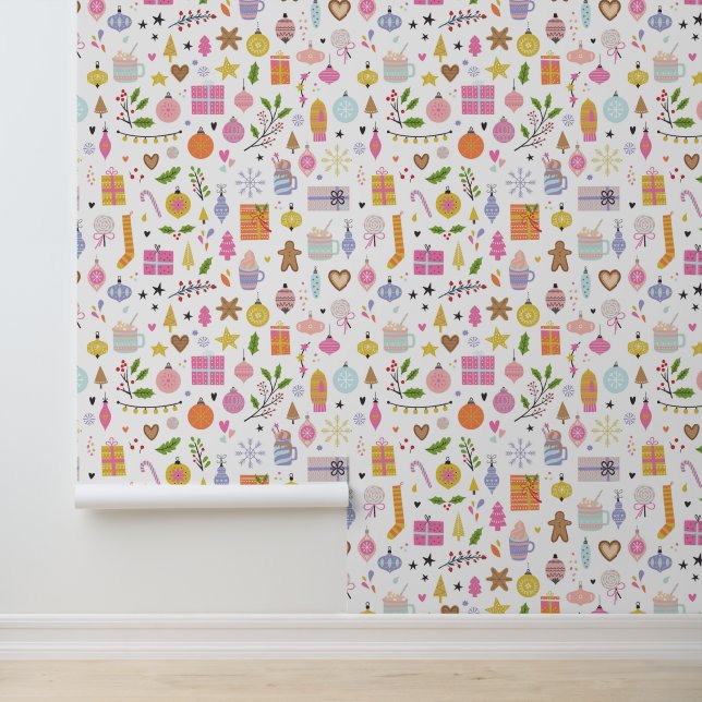 Papel Pintado Navidades festivos decoraciones de regalos de vaca (Solicitud)