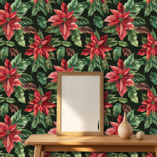 Papel Pintado Navidades florales de Poinsettia