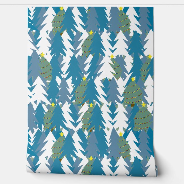Papel Pintado Navidades modernos, verdes y blancos (Desenrollar)