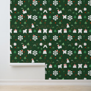 Papel Pintado Navidades Patrón de animales y medias
