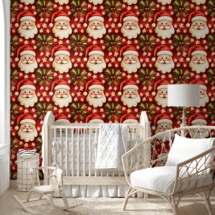 Papel Pintado Navidades retro de la época Santa Claus y arcos