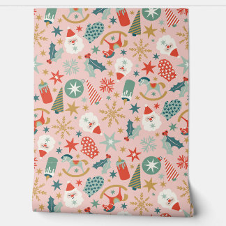 Papel Pintado Navidades Retro Pastel