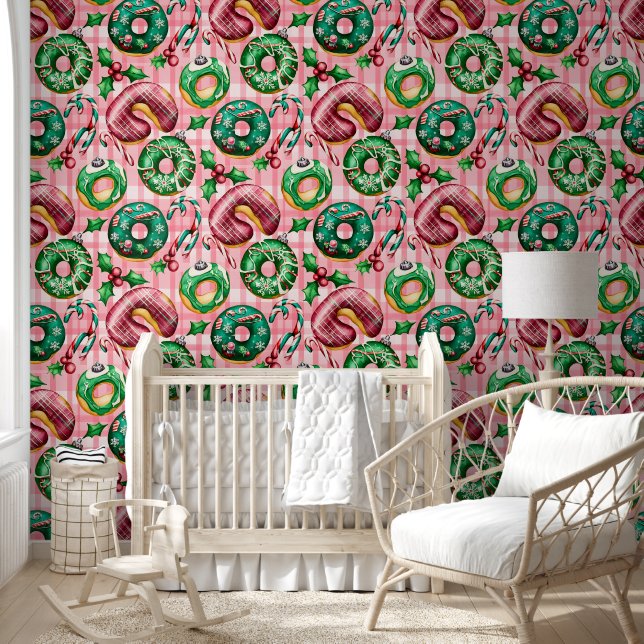 Papel Pintado Navidades Retro Rosa Donan Tartán Rosa (Niños)