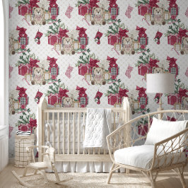 Papel Pintado Navidades Teddy Bears Stockings Presenta Enfermerí