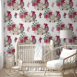 Papel Pintado Navidades Teddy Bears Stockings Presenta Enfermerí