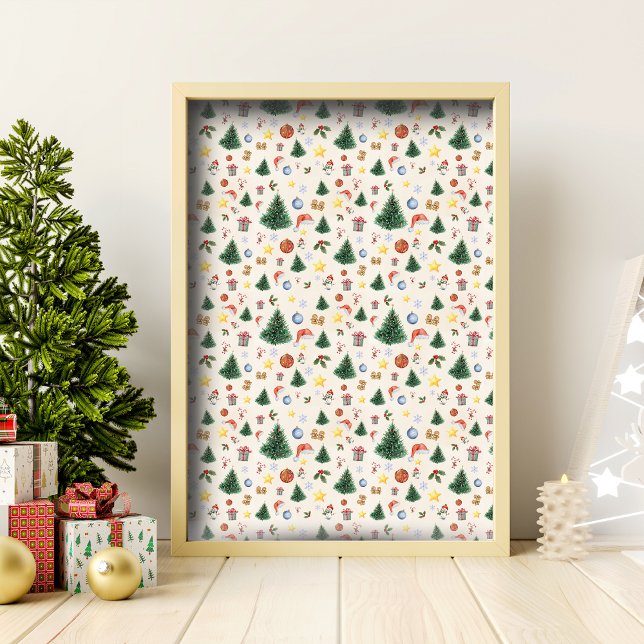 Papel Pintado Navidades Tema acuarela Cosmo (Christmas Watercolor Wallpaper)