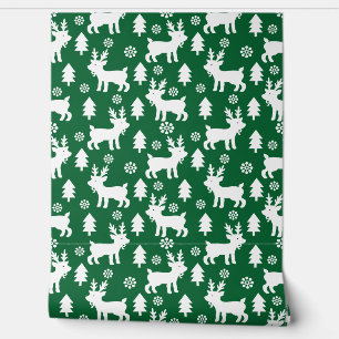 Papel Pintado Navidades verdes muy lindos Patrón de renos Niños 