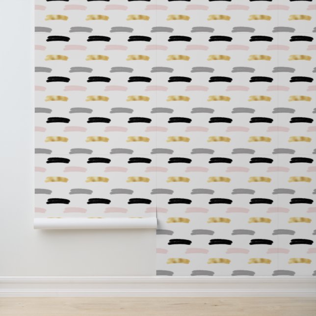 Papel Pintado Negrita moderna, diseño de línea, rosa gris dorado (Solicitud)