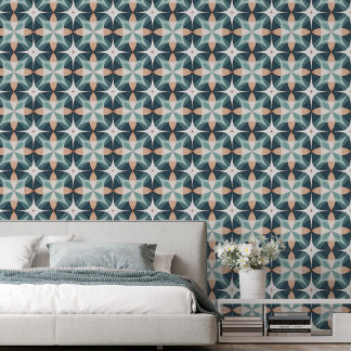 Papel Pintado Negrita Resumen Verde azulado y Peach Moroccan Til