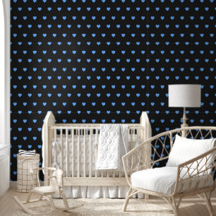 Papel Pintado Negro con corazón azul