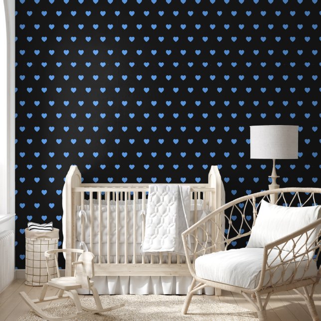 Papel Pintado Negro con corazón azul (Niños)
