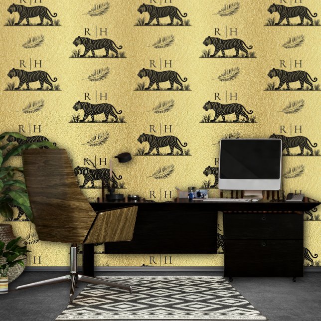 Papel Pintado Negro Dorado Estampado Animal (Subido por el creador)