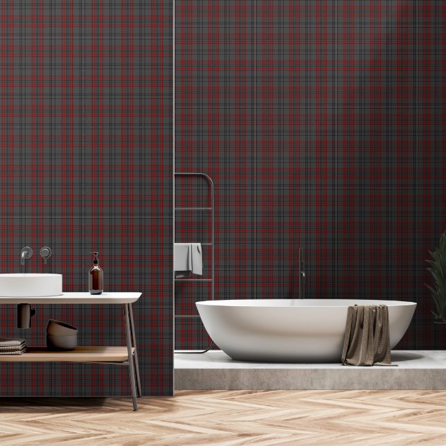 Papel Pintado Negro gris oscuro Rojo Tartán grande Tartán grande (Baño)