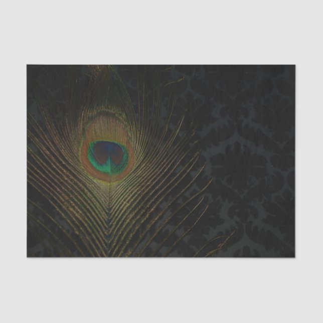 Papel pintado negro victoriano y pavo real (Anverso)