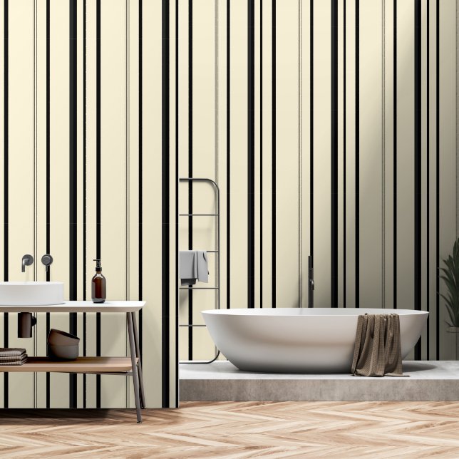 Papel Pintado Negro Vintage y blanco apagado   (Baño)