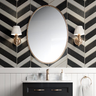 Papel Pintado Negro y Blanco Chevron Espina de Pescado Moderno