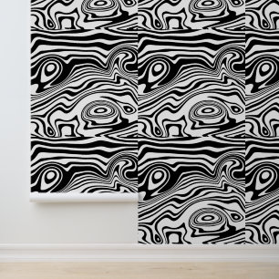 Papel pintado negro y blanco con rayas onduladas