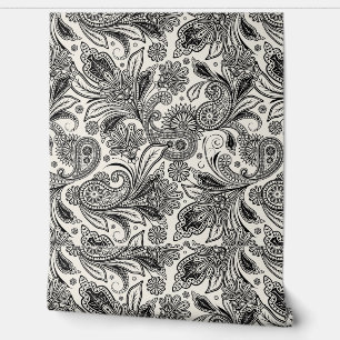 Papel Pintado Negro y blanco paisley