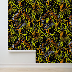 Papel Pintado Negros creativos, amarillos y naranjas abstracts s