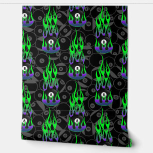 Papel Pintado Neon Green Eight Ball
