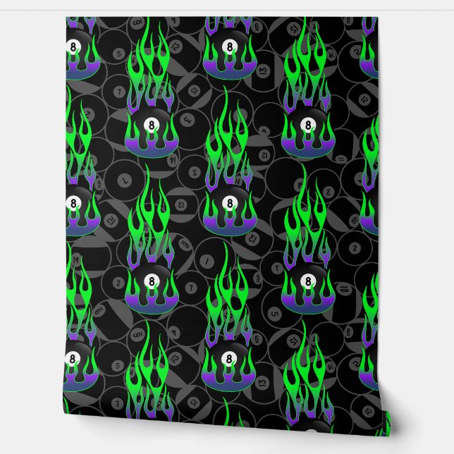 Papel Pintado Neon Green Eight Ball (Desenrollar)