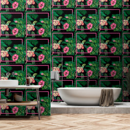 Papel Pintado Neon Pink Tropical Botanicals