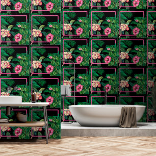 Papel Pintado Neon Pink Tropical Botanicals