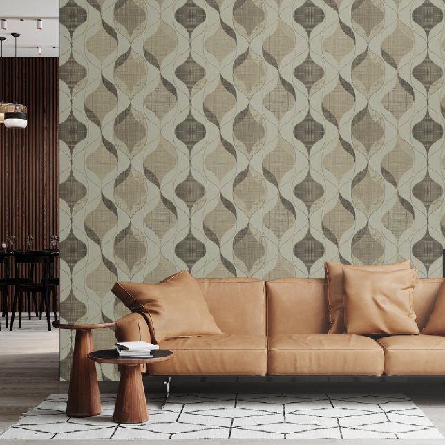 Papel Pintado Neutral Gray Tan Modern Wavy Luxury (Subido por el creador)